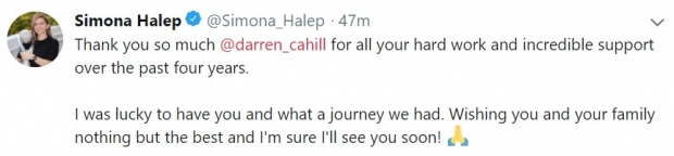 Simona Halep îi mulțumește lui Darren Cahill