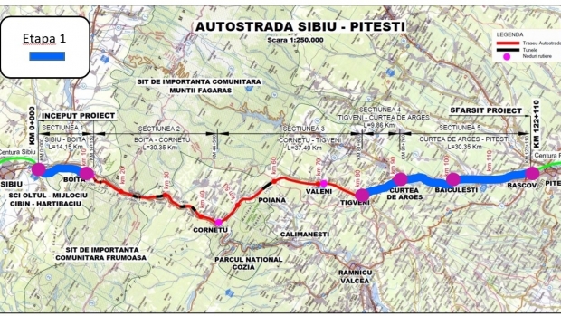 Ministerul Transporturilor a autorizat construirea Secţiunii 1 a autostrăzii Sibiu-Pitești