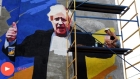 Pictură murală cu Boris Johnson, în orașul Kryvyi Rih