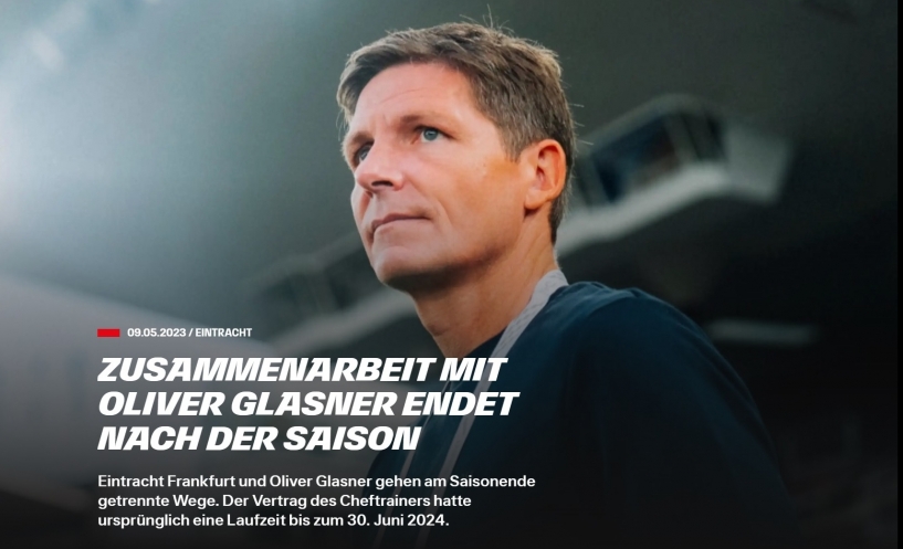 Eintracht Frankfurt și antrenorul Oliver Glasner se despart la finalul sezonului