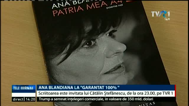 Ana Blandiana, duminică seară, la Garantat 100%
