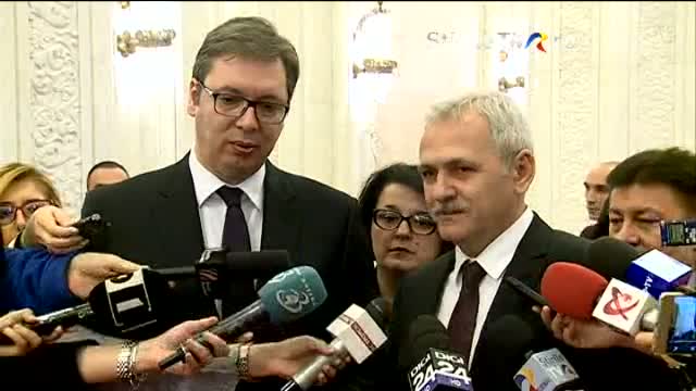 Președintele Camerei Deputaților, Liviu Dragnea, și președintele Serbiei, Aleksandar Vucici 