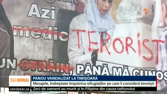Panou vandalizat la Timișoara 