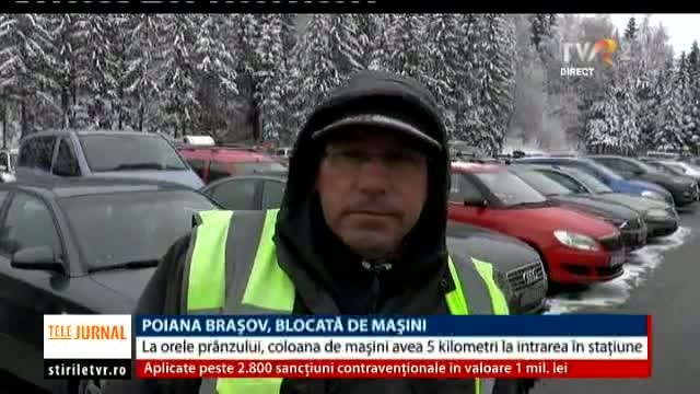 Poiana Brașov, blocată de mașini