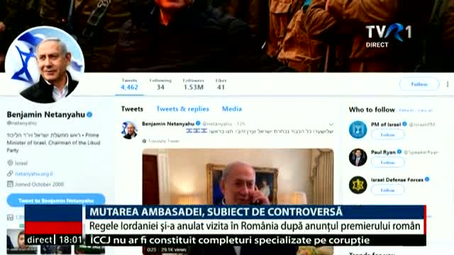 Mutarea ambasadei, subiect de controversă. Regele Iordaniei și-a anulat vizita în România 