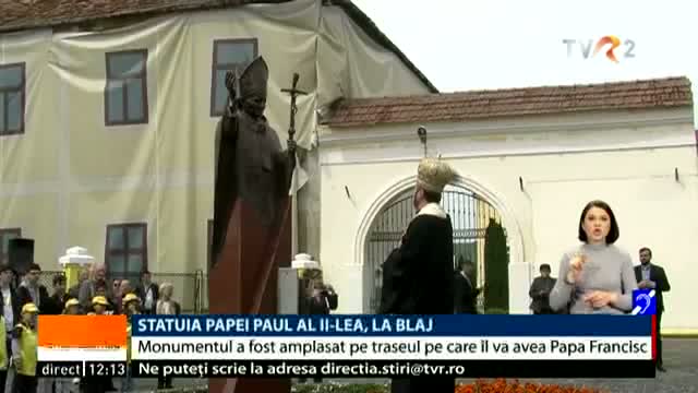 Statuia Papei Paul al II-lea, la Blaj