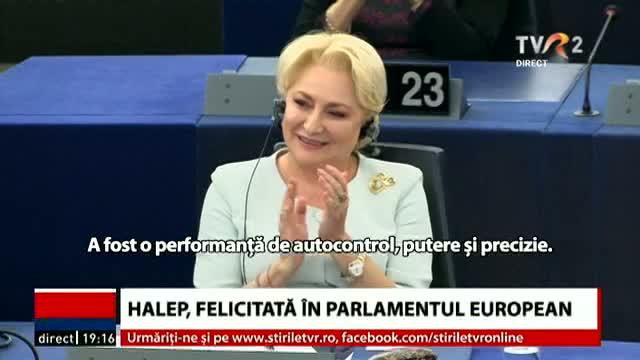 Simona Halep, felicitată în Parlamentul European