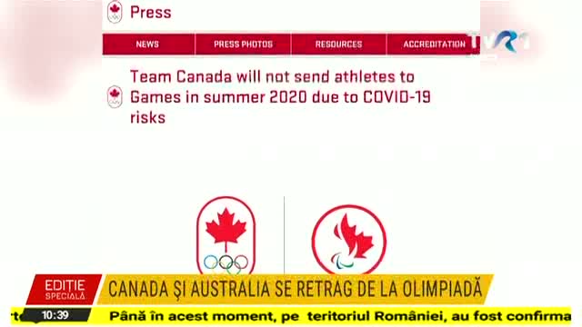 Canada și Australia se retrag de la Olimpiada de la Tokio