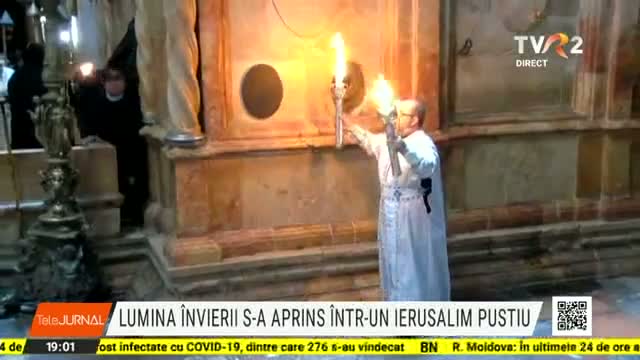 Lumina Sfântă a Învierii s-a aprins într-un Ierusalim pustiu 