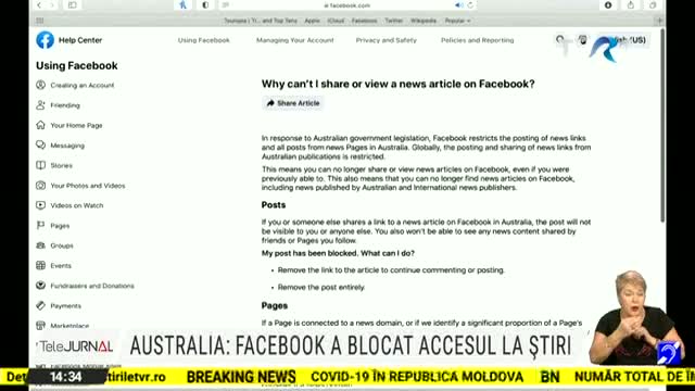 Australia: Facebook a blocat accesul la știri