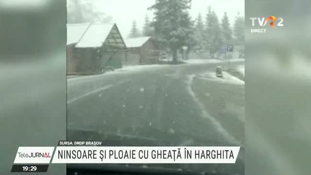 Ninsoare și ploaie înghețată în Harghita