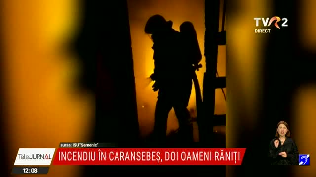 Incendiu în Caransebeș, doi oameni răniți