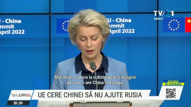 UE cere Chinei să nu ajute Rusia